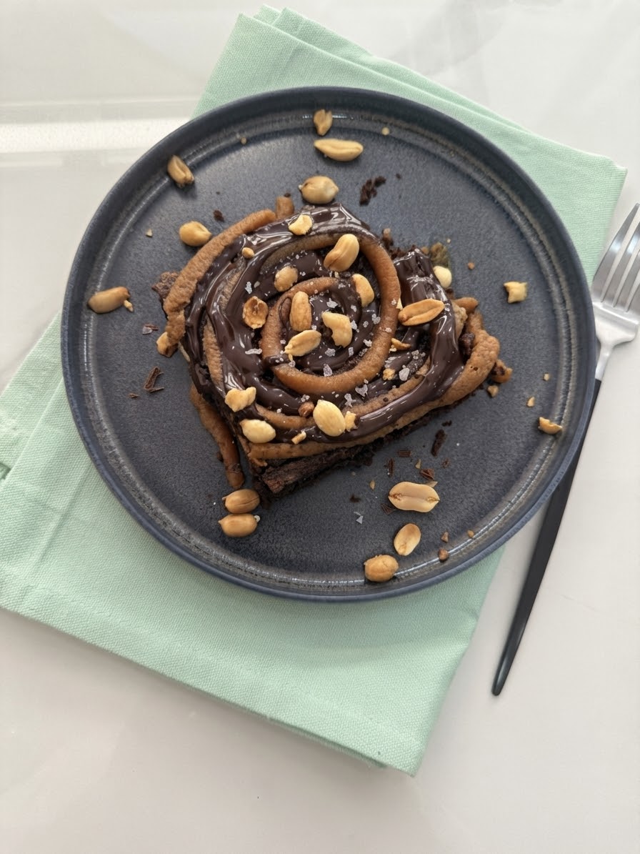 BROWNIE PROTEICO CON CREMA DE CACAHUETE