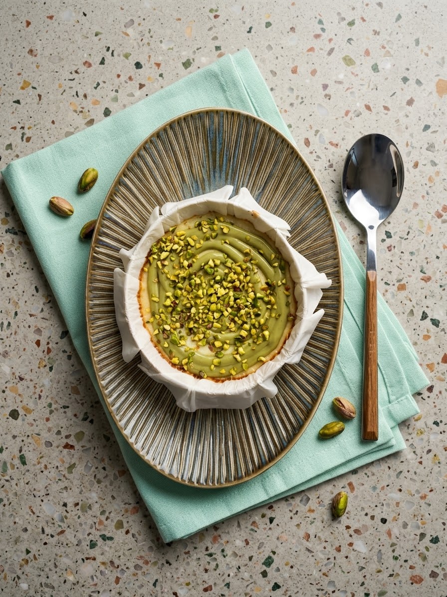 TARTA DE YOGUR GRIEGO Y PISTACHO