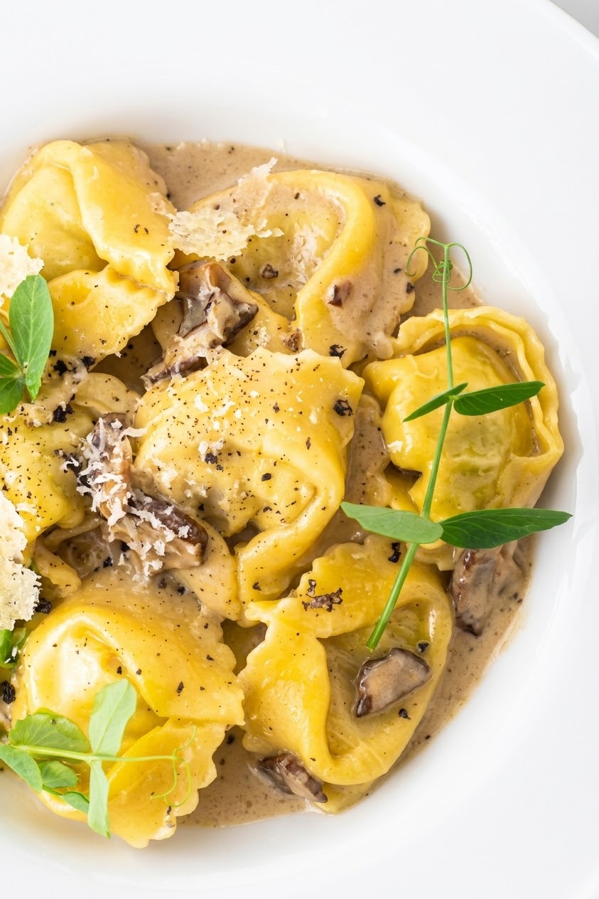 TORTELLINI DE RICOTTA CON SETAS DE TEMPORADA